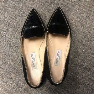 Jimmy Choo patent leather zipper Guild Flat